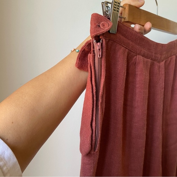 Samantha Pleet Rust Wide-Leg Linen Pants size 10 - Picture 7 of 8